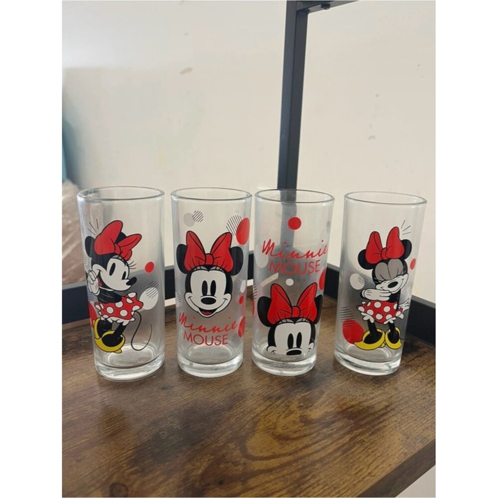 Disney Minnie Mouse Glass Cups Set - 4 cups 10 Oz